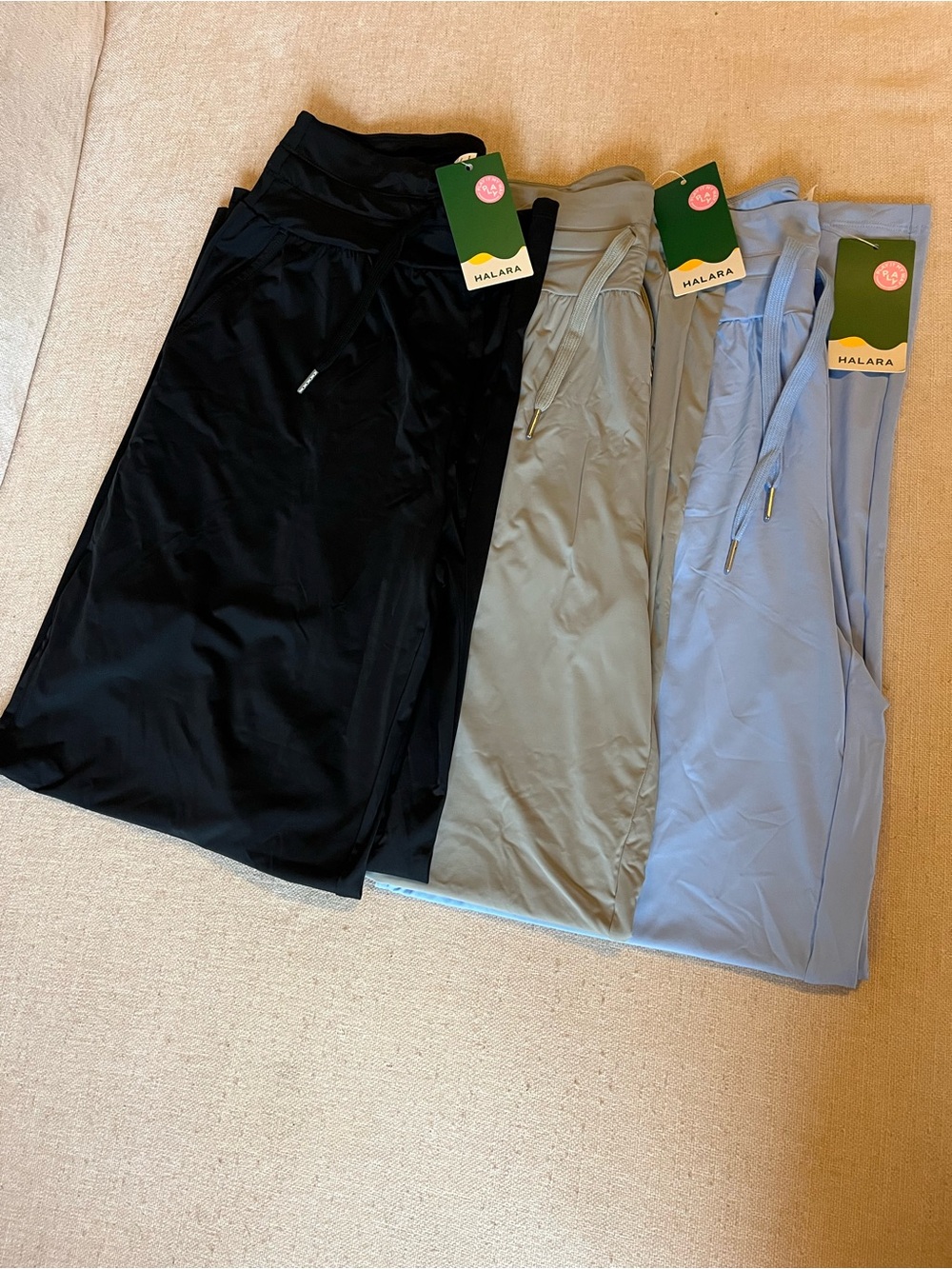 HALARA Athletic High Waist Drawstring pants- Black, Light Blue, Grey